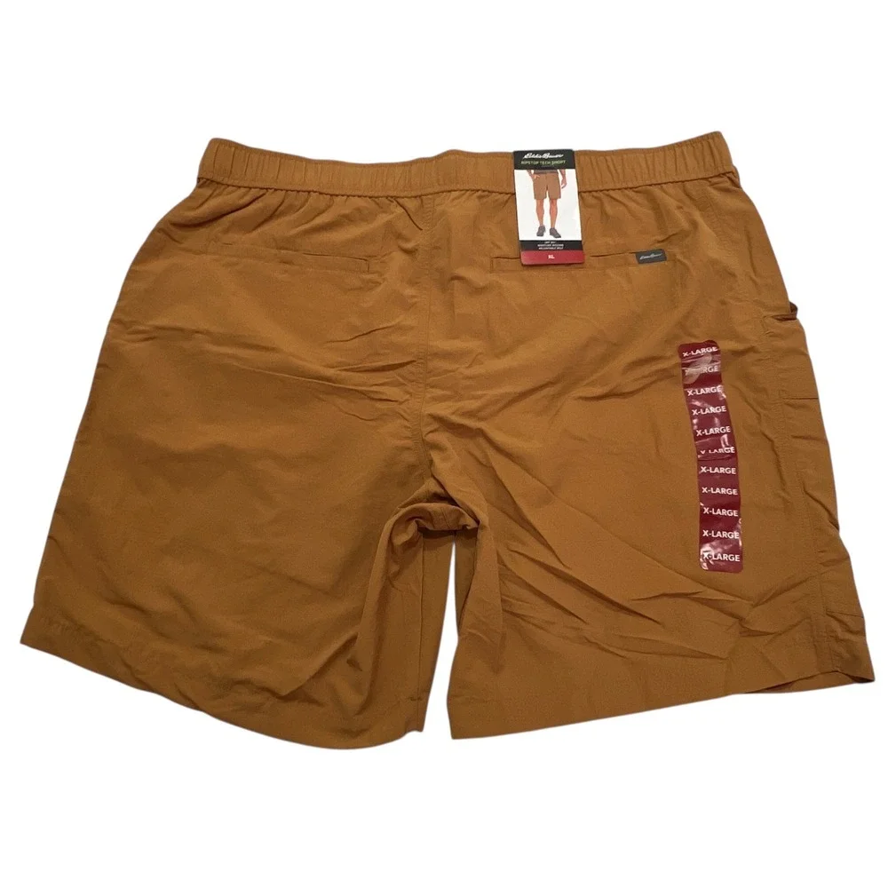 Eddie Bauer Ripstop Tech Shorts Mens XL Brown Sugar Moisture Wicking Hiking‎ NWT